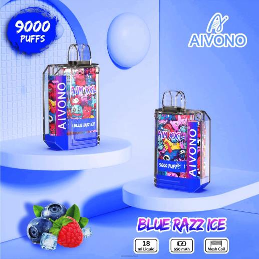 קרח כחול razz Aivono AIM XXL מדבקת פה 9000 שקופה 6D2254 | Aivono Israel